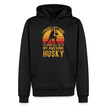 Basketball und Husky - Männer Premium Bio Hoodie - Schwarz - Vorne - Nico (187cm)