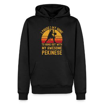 Basketball und Pekinese - Männer Premium Bio Hoodie - Schwarz - Vorne - Nico (187cm)