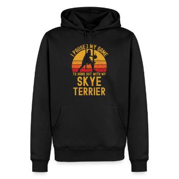Basket-ball et Skye Terrier - Sweat à capuche Premium bio Homme - noir - Devant - Nico (187cm)