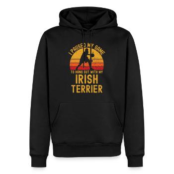 Basket-ball et Irish Terriers - Sweat à capuche Premium bio Homme - noir - Devant - Nico (187cm)