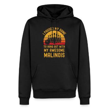Bowling und Malinois - Männer Premium Bio Hoodie - Schwarz - Vorne - Nico (187cm)
