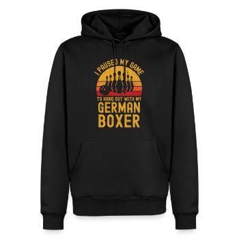 Bowling und Deutscher-Boxer - Männer Premium Bio Hoodie - Schwarz - Vorne - Nico (187cm)