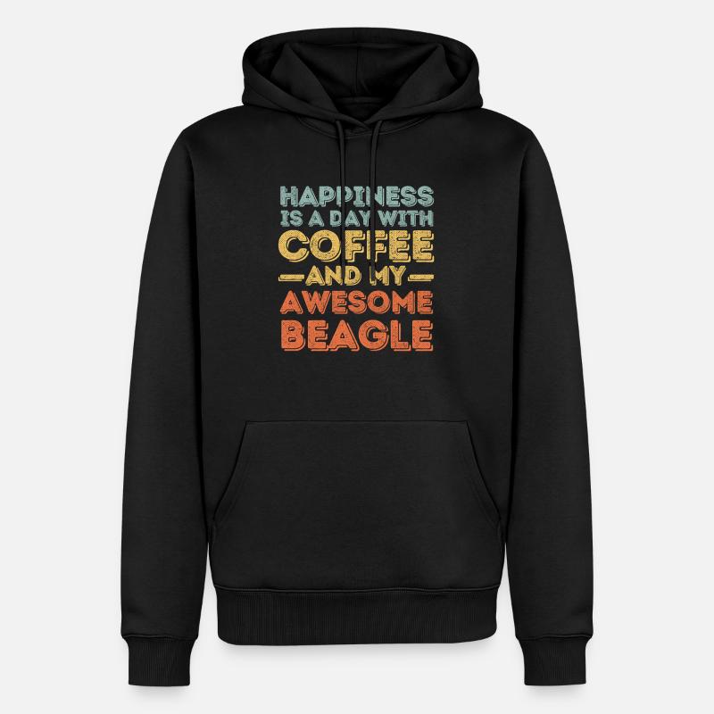 Beagle Kaffee Hund Cafe - Männer Premium Bio Hoodie - Schwarz