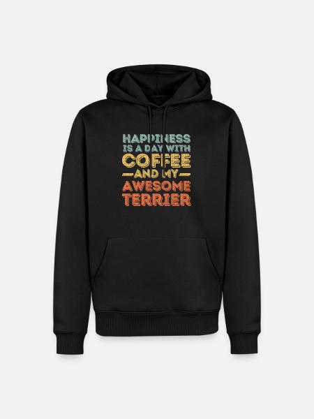 Terrier Kaffee Hund Cafe - Männer Premium Bio Hoodie - Schwarz