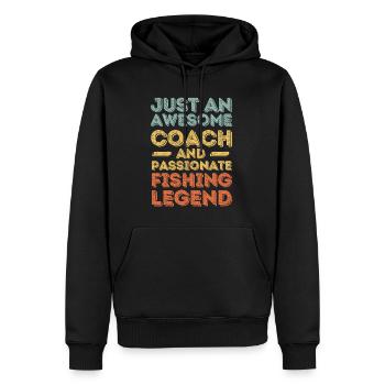 Trainer Angeln retro - Männer Premium Bio Hoodie - Schwarz - Vorne - Nico (187cm)