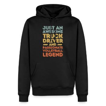 Chauffeur de camion volleyball rétro - Sweat à capuche Premium bio Homme - noir - Devant - Nico (187cm)