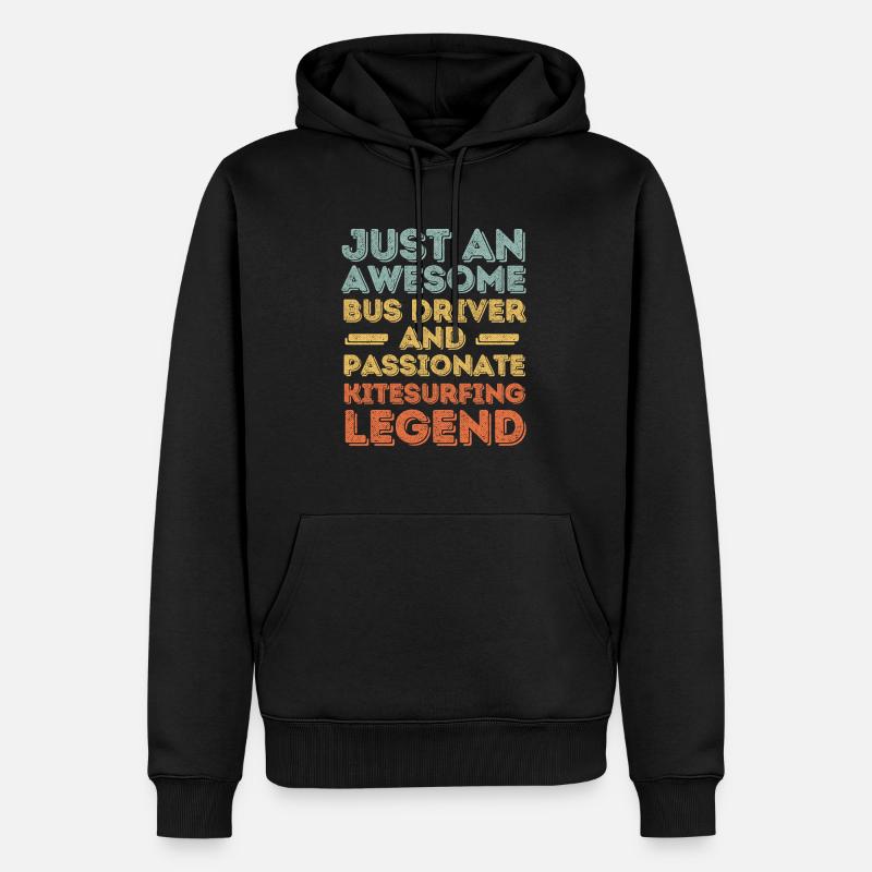 Chauffeur de bus kitesurf rétro - Sweat à capuche Premium bio Homme - noir