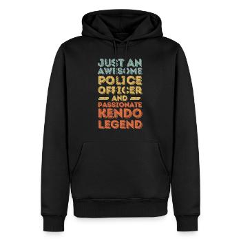 Policier Kendo rétro - Sweat à capuche Premium bio Homme - noir - Devant - Nico (187cm)