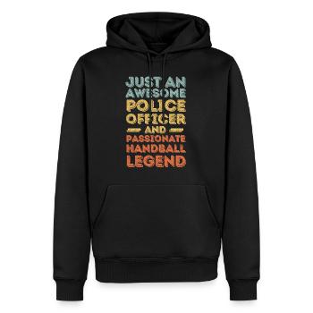 Polizist Handball retro - Männer Premium Bio Hoodie - Schwarz - Vorne - Nico (187cm)