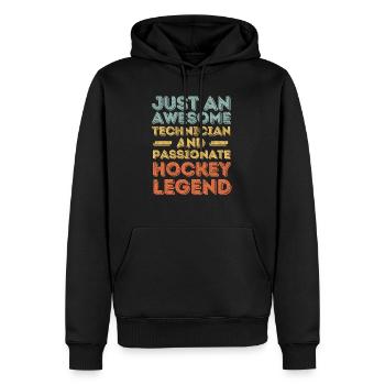 Technicien Hockey rétro - Sweat à capuche Premium bio Homme - noir - Devant - Nico (187cm)