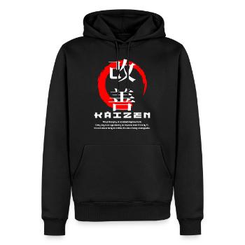 Kaizen Enso Japanese kanji words character symbol - Men’s Premium Organic Hoodie - black - Front - Nico (187cm)
