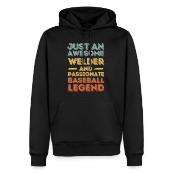 Schweißer Baseball retro - Männer Premium Bio Hoodie - Schwarz - Vorne - Nico (187cm)