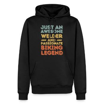 Schweißer Radfahren retro - Männer Premium Bio Hoodie - Schwarz - Vorne - Nico (187cm)