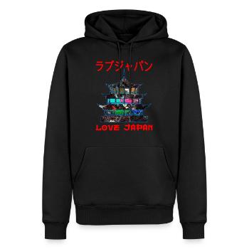 Pagode Japanischer Buddhismus Symbol Wort Kanji Liebe - Männer Premium Bio Hoodie - Schwarz - Vorne - Nico (187cm)