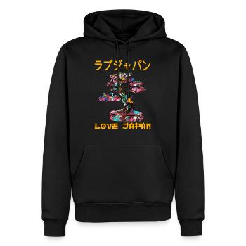 Bonsaï Japonais Zen Jardin Symbole Kanji Amour - Sweat à capuche Premium bio Homme - noir - Devant - Nico (187cm)