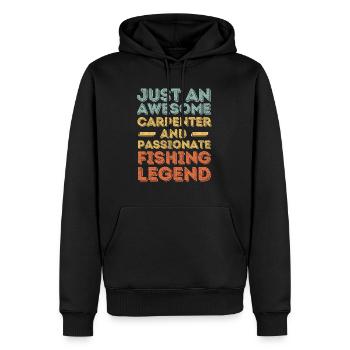Zimmermann Angeln retro - Männer Premium Bio Hoodie - Schwarz - Vorne - Nico (187cm)