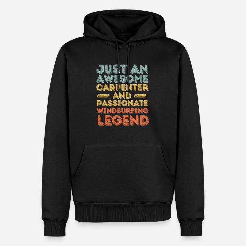 Zimmermann Windsurfen retro - Männer Premium Bio Hoodie - Schwarz