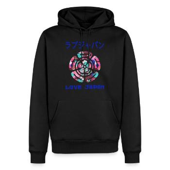 Emblem Japanese Symbol Crest Word Kanji Love - Men’s Premium Organic Hoodie - black - Front - Nico (187cm)