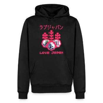 Emblem Japanisches Symbol Wappen Wort Kanji Liebe - Männer Premium Bio Hoodie - Schwarz - Vorne - Nico (187cm)