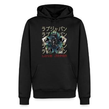 Emblem Japanese Symbol Crest Word Kanji Love - Men’s Premium Organic Hoodie - black - Front - Nico (187cm)