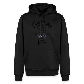 J'Peux Pas J'Ai Vélo - Sweat à capuche Premium bio Homme - noir - Devant - Nico (187cm)