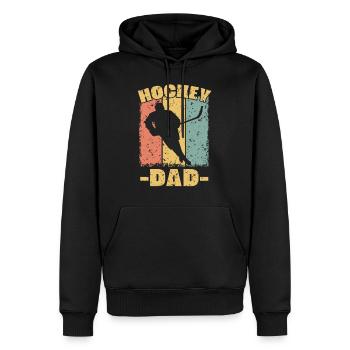 Papa de hockey sur glace rétro - Sweat à capuche Premium bio Homme - noir - Devant - Nico (187cm)