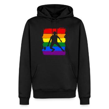 Badminton LGBT Pride - Sweat à capuche Premium bio Homme - noir - Devant - Nico (187cm)