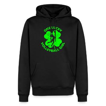 Volleyball Trèfle de la Saint-Patrick - Sweat à capuche Premium bio Homme - noir - Devant - Nico (187cm)
