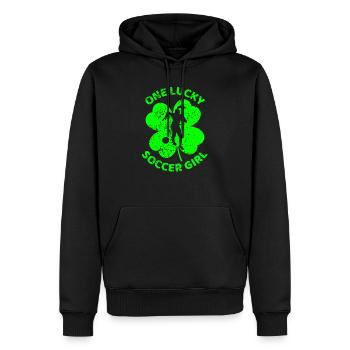 Soccer Trèfle de la Saint-Patrick - Sweat à capuche Premium bio Homme - noir - Devant - Nico (187cm)