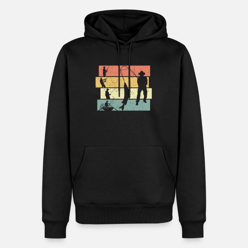 Pêche rétro - Sweat à capuche Premium bio Homme - noir