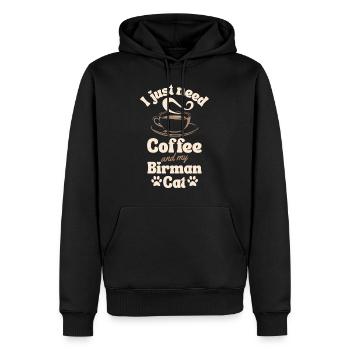 Amateur de café Birman-chat - Sweat à capuche Premium bio Homme - noir - Devant - Nico (187cm)