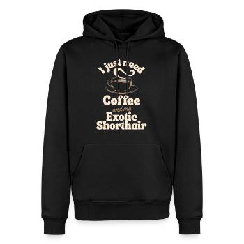 Café Exotic-shorthair lover - Sweat à capuche Premium bio Homme - noir - Devant - Nico (187cm)