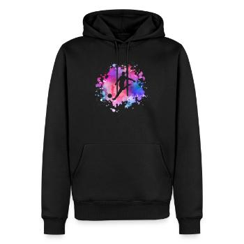 Frauen Fußball Mädchen - Männer Premium Bio Hoodie - Schwarz - Vorne - Nico (187cm)