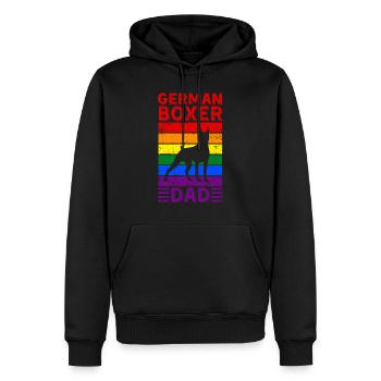 Boxeur allemand papa LGBTQ drapeau arc-en-ciel - Sweat à capuche Premium bio Homme - noir - Devant - Nico (187cm)