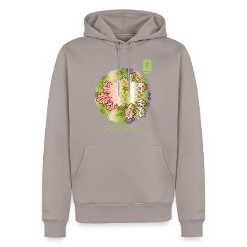 Japanische Vintage Floral Chrysantheme Glück - Männer Premium Bio Hoodie - Taupe - Vorne - Nico (187cm)