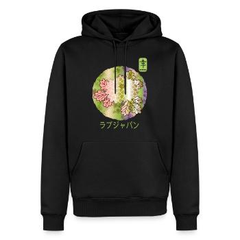 Japanische Vintage Floral Chrysantheme Glück - Männer Premium Bio Hoodie - Schwarz - Vorne - Nico (187cm)