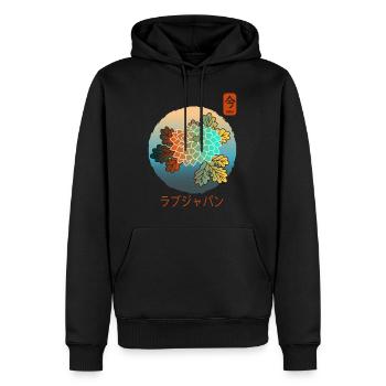 Vintage Floral japanische Chrysantheme jetzt Kanji - Männer Premium Bio Hoodie - Schwarz - Vorne - Nico (187cm)