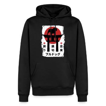 Kanji Bulldog Japon - Sweat à capuche Premium bio Homme - noir - Devant - Nico (187cm)