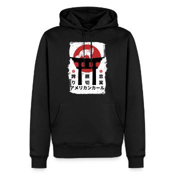 Chat américain kanji japonais - Sweat à capuche Premium bio Homme - noir - Devant - Nico (187cm)
