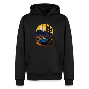Muscle Car dans le désert - Sweat à capuche Premium bio Homme - noir - Devant - Nico (187cm)