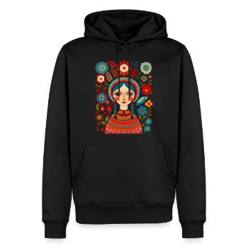 Jolie fille parmi les fleurs - Sweat à capuche Premium bio Homme - noir - Devant - Nico (187cm)