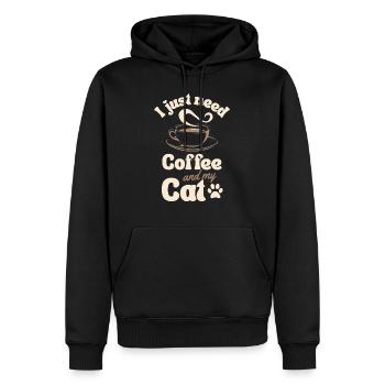 Amateur de chat de café - Sweat à capuche Premium bio Homme - noir - Devant - Nico (187cm)