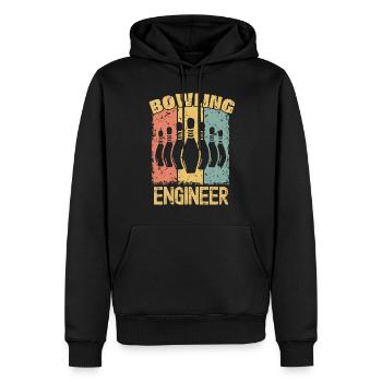 Ingénieur Bowling rétro - Sweat à capuche Premium bio Homme - noir - Devant - Nico (187cm)