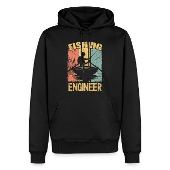 Ingénieur pêche rétro - Sweat à capuche Premium bio Homme - noir - Devant - Nico (187cm)