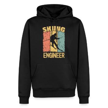 Ingénieur ski rétro - Sweat à capuche Premium bio Homme - noir - Devant - Nico (187cm)