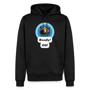 Bulle fertig, los! , Kryptos T-Shirt - Männer Premium Bio Hoodie - Schwarz - Vorne - Nico (187cm)