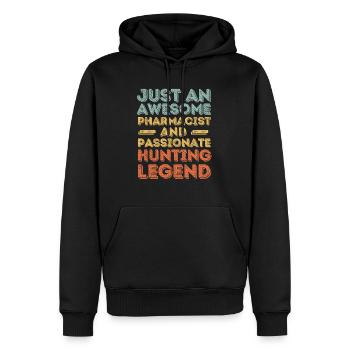 Pharmacien Légende de la chasse rétro - Sweat à capuche Premium bio Homme - noir - Devant - Nico (187cm)