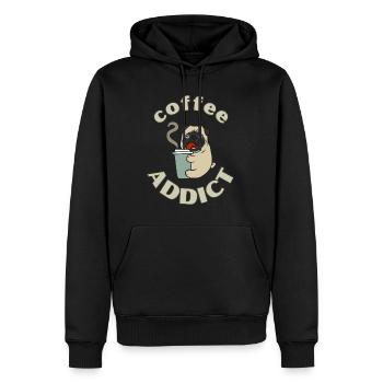 Puppuccino T-Shirt Hund süß Kaffee süchtig - Männer Premium Bio Hoodie - Schwarz - Vorne - Nico (187cm)