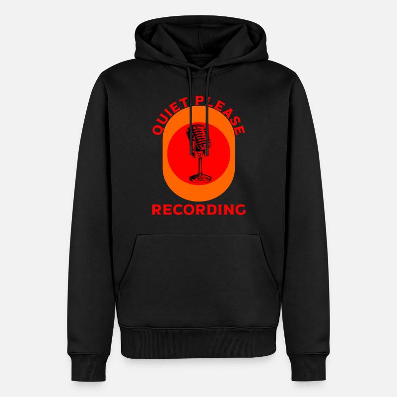 Quiet please Rec. - Männer Premium Bio Hoodie - Schwarz