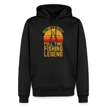 Légende de la pêche dentaire à la retraite - Sweat à capuche Premium bio Homme - noir - Devant - Nico (187cm)